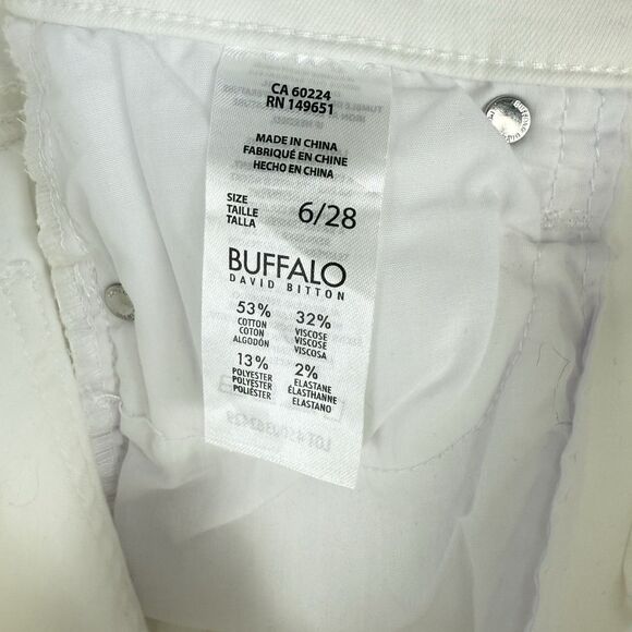 Buffalo David Bitton Jeans Womens 6/28 White Mid-Rise Stretch Soft Ankle Grazer - Picture 13 of 16